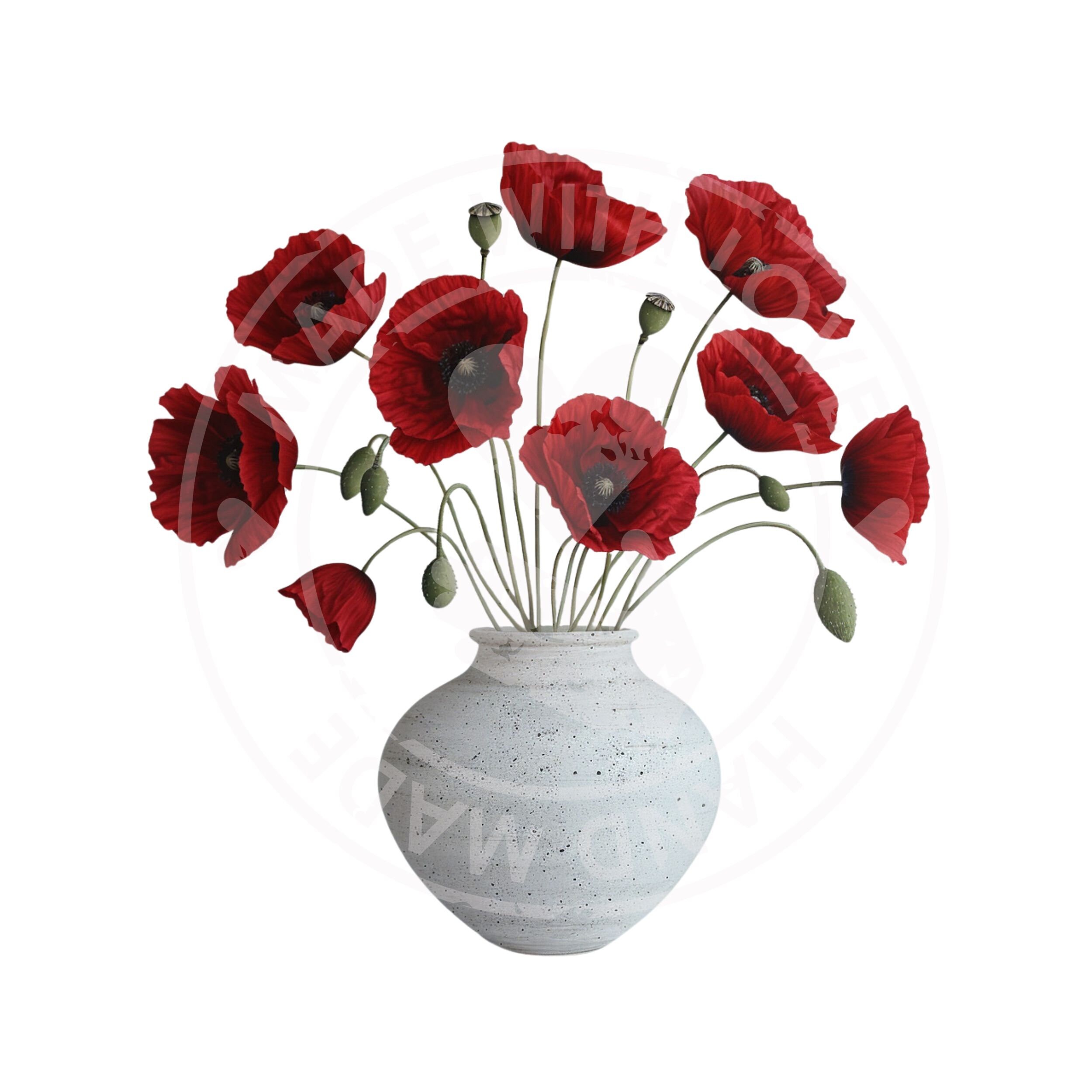 14 PNG Poppies Flowers in a Vase Clipart, Poppy Flower Png, Printable ...