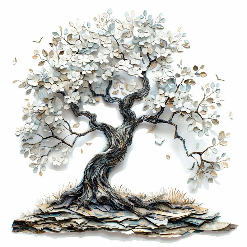 Textured Bas-relief Tree Art Prints: Enchanted Fantasy Designs (digital ...