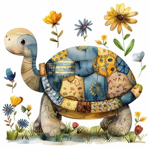 Patchwork Turtle Clipart, Cute Kids Wall Art (digital Download) - Etsy