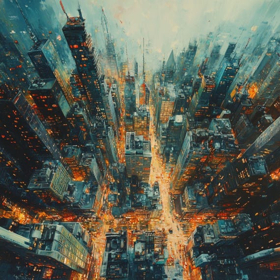 都市の風景 油彩画 芹田英治 『城塞都市ー光』 油彩画 - 北海道画廊