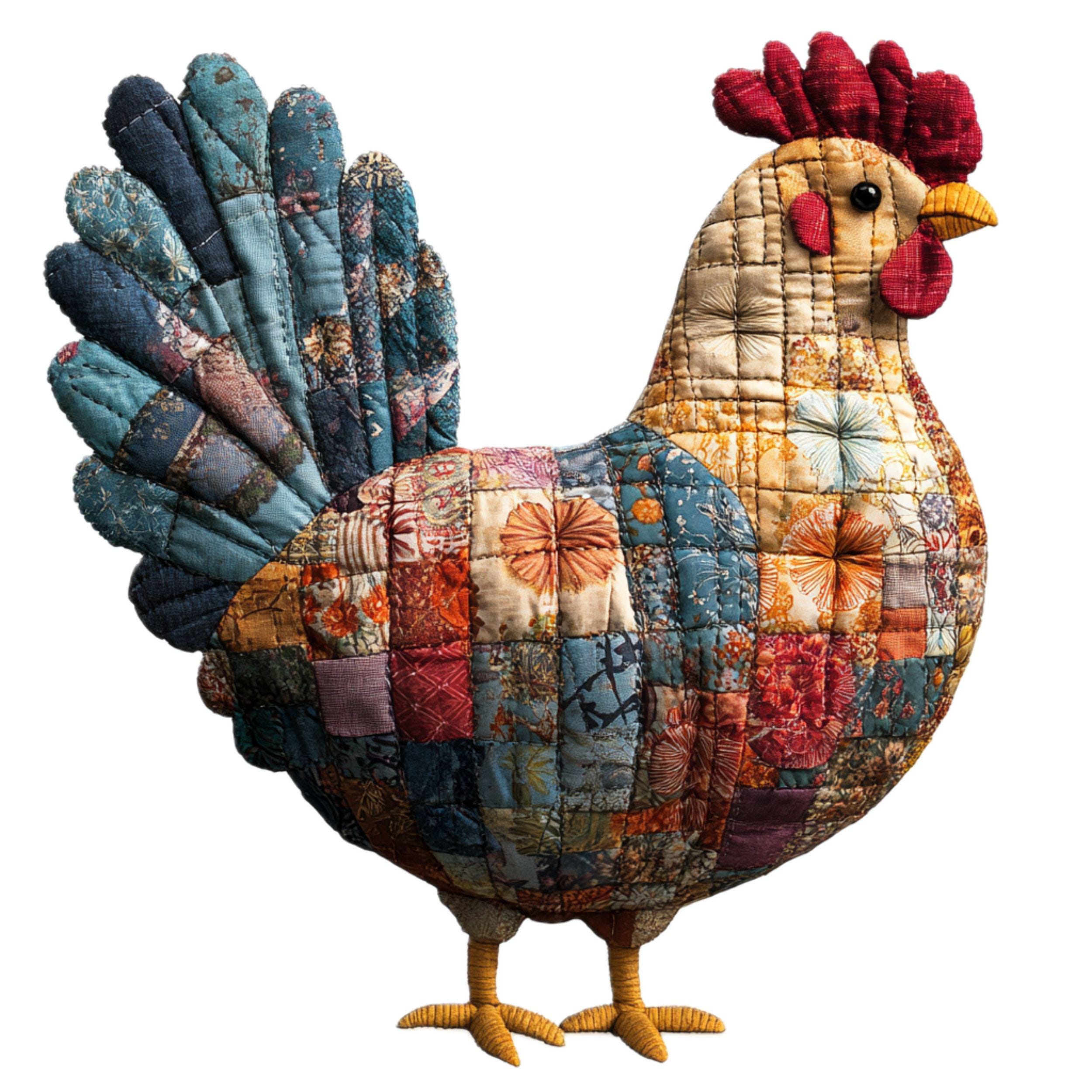 Patchwork Chicken Digital Image: Rustic Farm Art (PNG) - Etsy