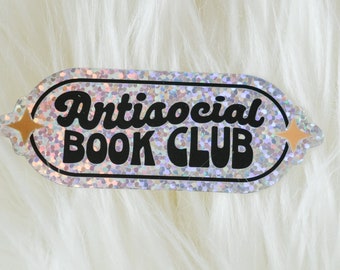 Antisocial Book Club Sticker - Introvert, reader, glitter