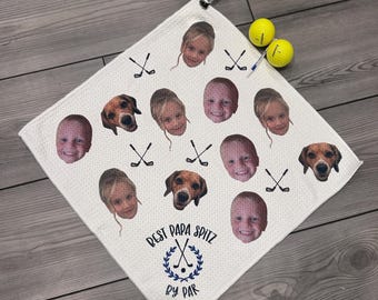 Custom Photo Head Golf Towel, Personalized Golf Gift