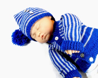 DiY Knit Pattern - Striped Baby Sweater and Hat: Easy Knitting