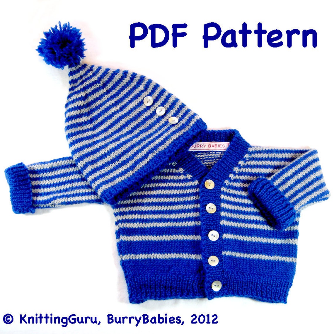Diy Knit Pattern Striped Baby Sweater and Hat Easy Knitting Etsy