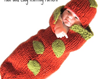 Baby Pumpkin Cocoon Knitting Pattern - Fast & Easy DIY - Halloween Costume, Thanksgiving Gift