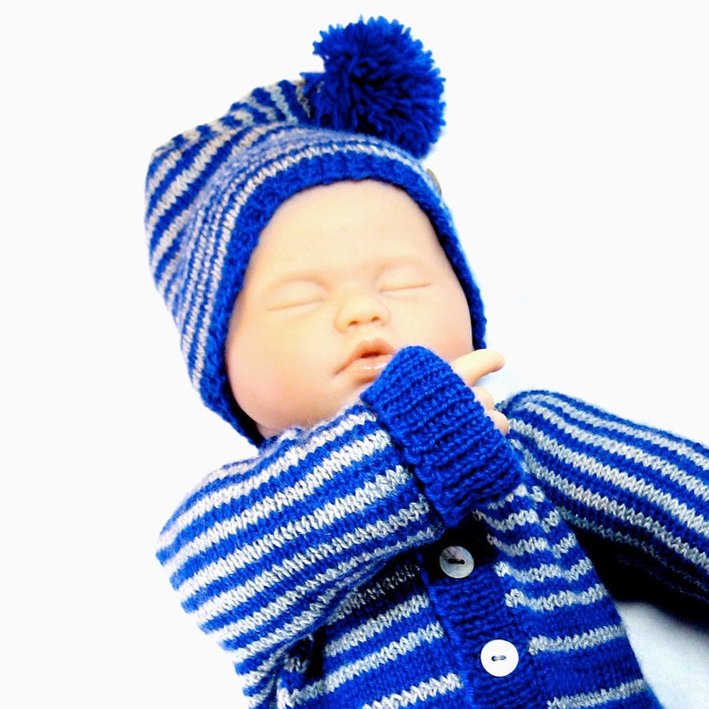 Diy Knit Pattern Striped Baby Sweater and Hat Easy Knitting Etsy