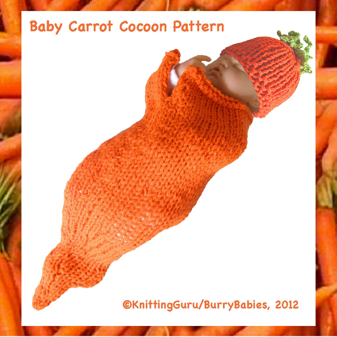 Knitting Pattern: Baby Carrot Cocoon and Hat Halloween | Etsy