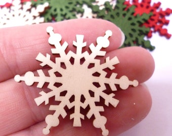 Wooden Snowflakes LARGE Christmas Colours