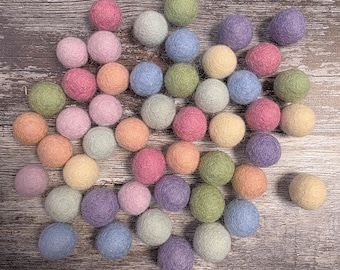 2cm Felt Balls - Pastel - pack of 48