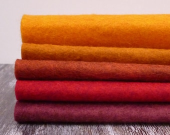 Autumn - Heathered Felt Pack : 5 colours,  9" squares, mini rolls or half yards
