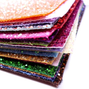 Chunky Glitter Fabric Material | Sheets or Mini Rolls | Choose from 32 colours