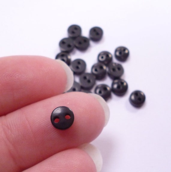 25x Black 6mm Extremely Tiny Buttons 