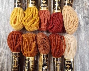 BROWNS #2 Anchor Tapestry Wool, pacote com 10 unidades