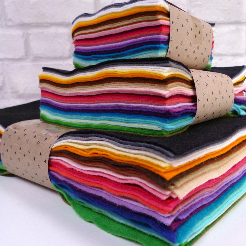 Rainbow felt stack 45 colours of wool blend felt image 1