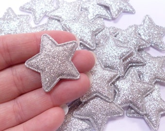 Silver Fine Glitter Stars - PACK of 28