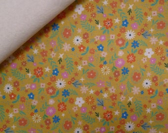 Songbird fabric felt  :  Mini Flowers on Natural