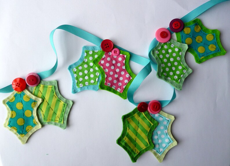 Felt & Fabric Holly Garland Large Kit Felt sewing kit Etsy