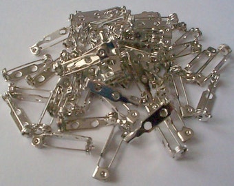 Brooch Bars x50 Nickle plated 20mm BULK BUY