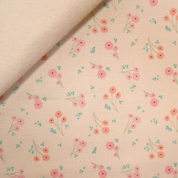 Ava Rose fabric felt  :  Small Cream Posy on Natural