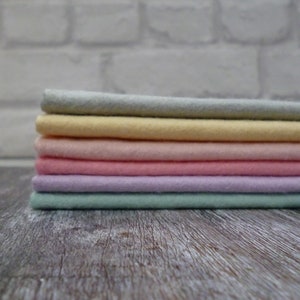 Marshmallow Felt Pack: 40% Wool Blend, Pastel Colors, 6 Pieces
