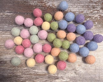 1.5cm Felt Balls - Pastel  - pack of 48