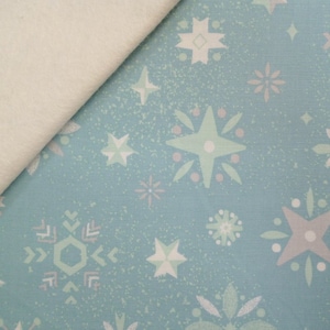 Way Up North fabric felt  : Snowflakes Mint on natural