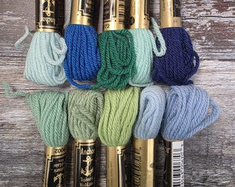 BLUE & GREEN Anchor Tapestry Wool 10 pack