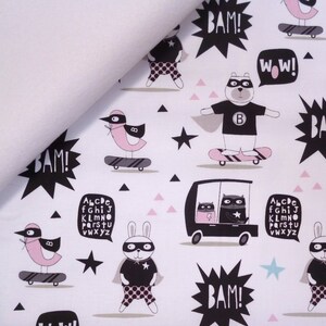 Little Super Hero fabric felt  : Animals on White