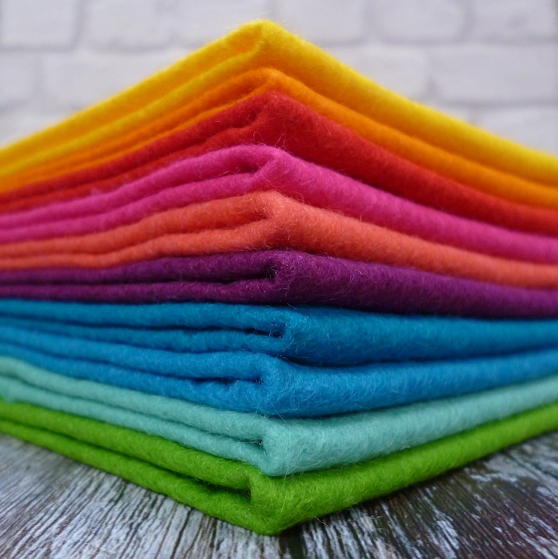 BRIGHTS 10 piece felt pack Premium Wool Blend Felt image 2