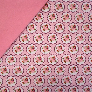 Tissu feutre Posy Garden : Fleurs roses sur fond rose