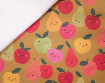 Happy Fruit fabric felt  :  Apples & Pears on White