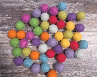 2cm Felt Balls - Rainbow - pack of 48