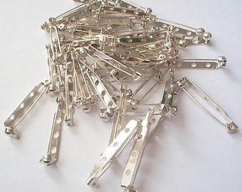 Brooch Bars x50 Nickle plated 30mm BULK BUY