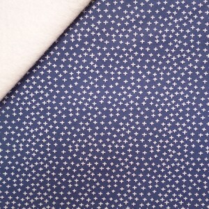 Joey fabric felt  : Navy with Crosses on Natural