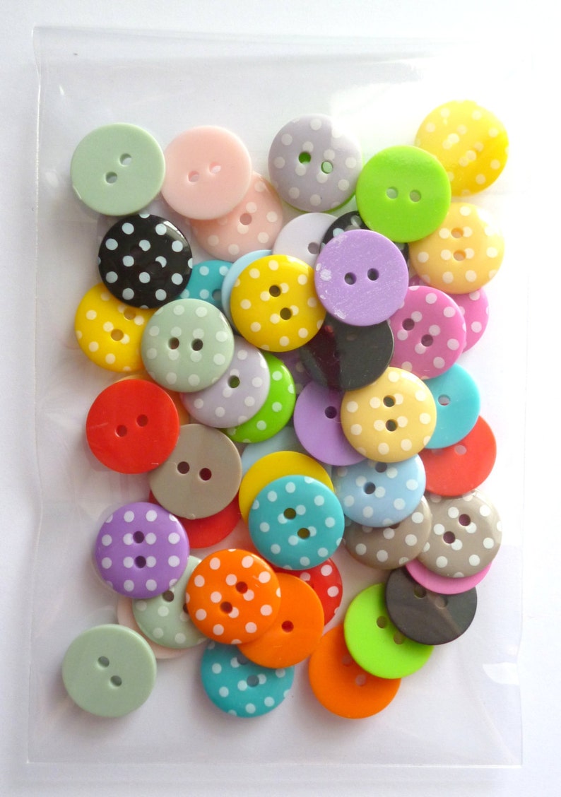 Small Polka Dot Buttons MIXED BAG of 50 Etsy
