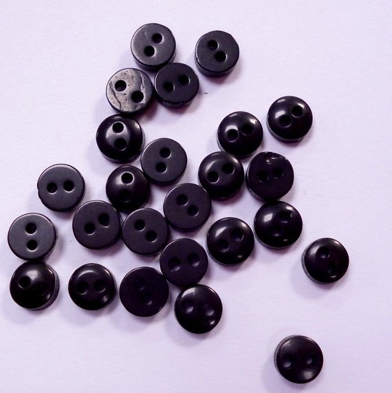 25x Black 6mm Extremely Tiny Buttons 
