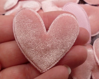 6x padded velvet hearts  (pack of SIX) Blush