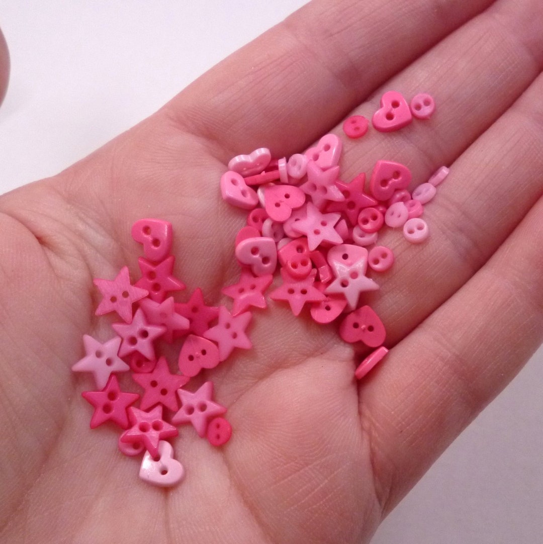 Micro Mini Shapes Dress It up Buttons, Hot Pink Mix Etsy