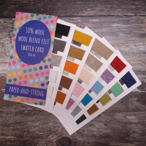 CARTA DE MUESTRA colores de fieltro x25 30% lana 300g/m