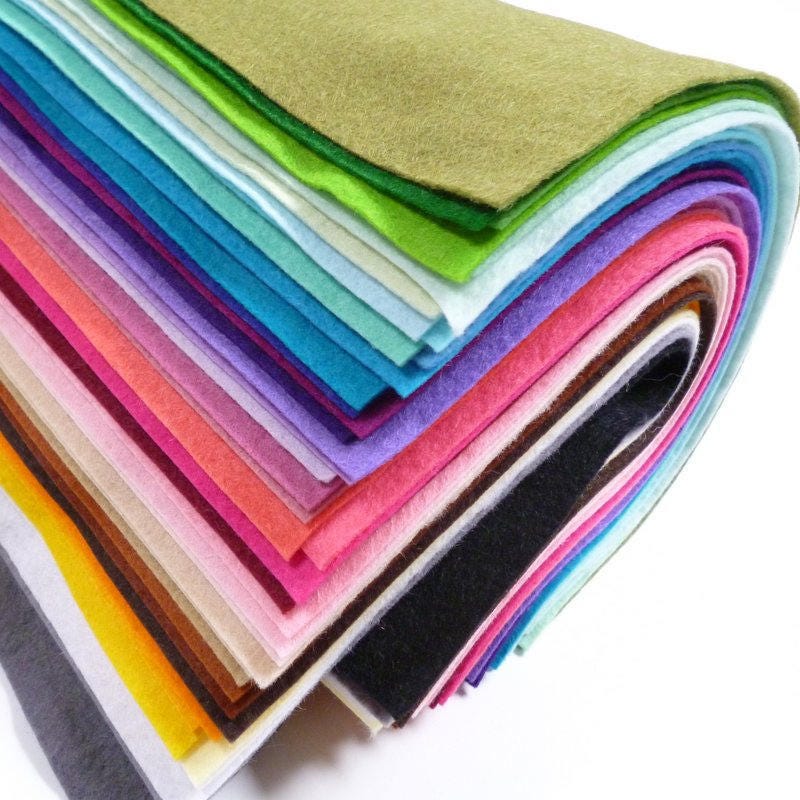 Premium Felt Pack 10 or 50 Sheets - 12x12 - 30 Colors - Soft Wool-Like  1.2mm