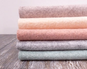 Blush - Heathered Felt Pack : 5 colours,  9&quot; squares, mini rolls or half yards