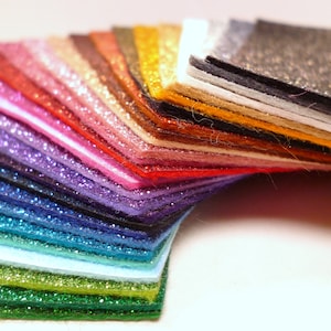 Glitter Filz - 40% Wolle - 20 * 25 cm-Blätter WAHL von Farben