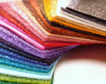 glitter felt - 40% wool - 20*25cm sheets CHOICE of colours