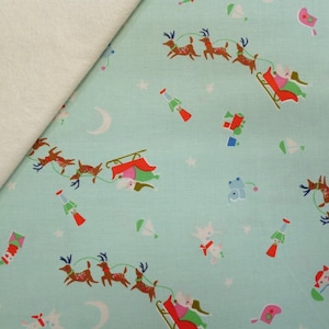 Way Up North fabric felt  : Santa&#39;s Sleigh Mint on natural