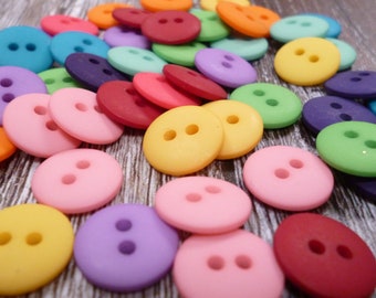 Smartie Button pack : 50 buttons RAINBOW colour MIX