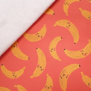 Happy Fruit fabric felt  :  Bananas on White