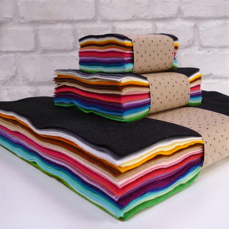Rainbow felt stack 45 colours of wool blend felt image 2