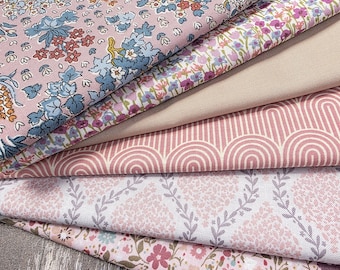 FQ Fabric Stack - 6 fat quarters - Raspberry Floral