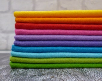 RAINBOW 10 piece felt pack - Premium Wool Blend Felt